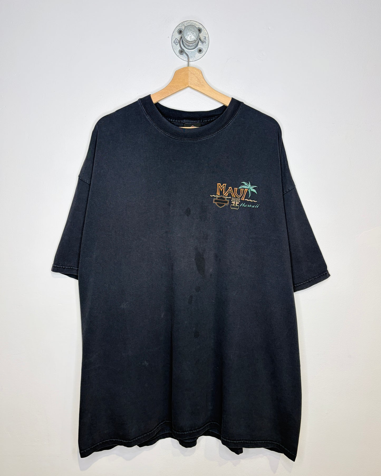 Vintage 2003 Harley Davidson Maui Hawaii Faded Black Tee Shirt