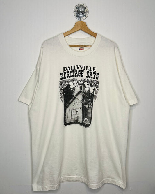 Vintage 1996 Dailyville Heritage Days White Tee Shirt