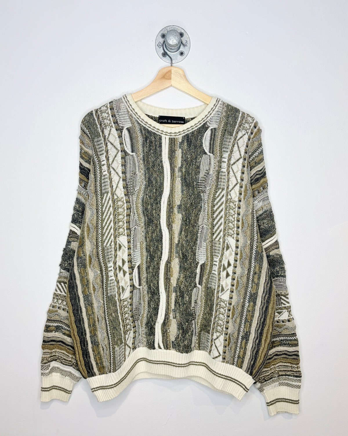 2000s Croft & Barrow Coogi Style 3D Earth Tone Knit Sweater