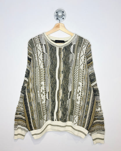 2000s Croft & Barrow Coogi Style 3D Earth Tone Knit Sweater