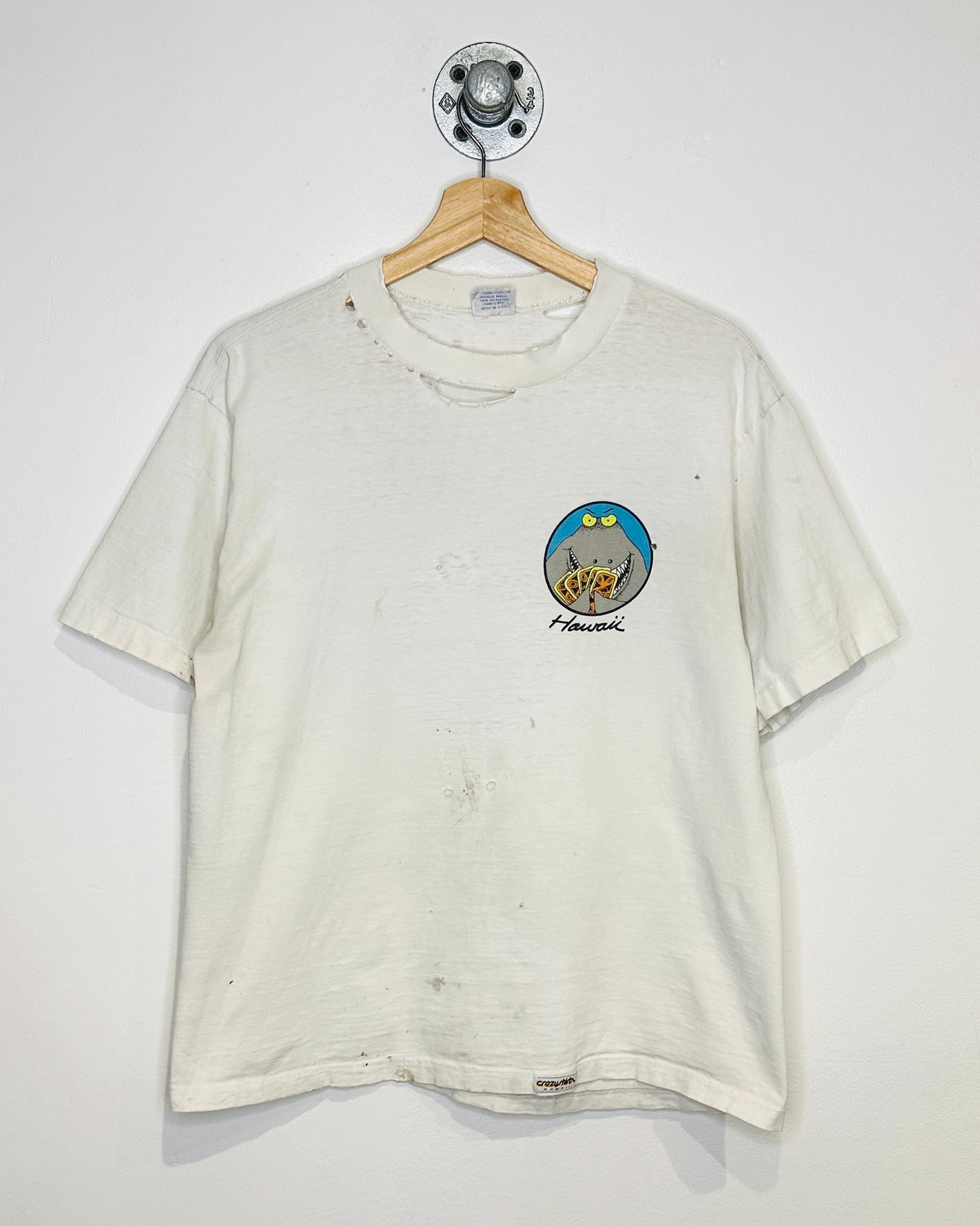 Vintage Hawaii “Card Sharks” Thrashed White Tee Shirt