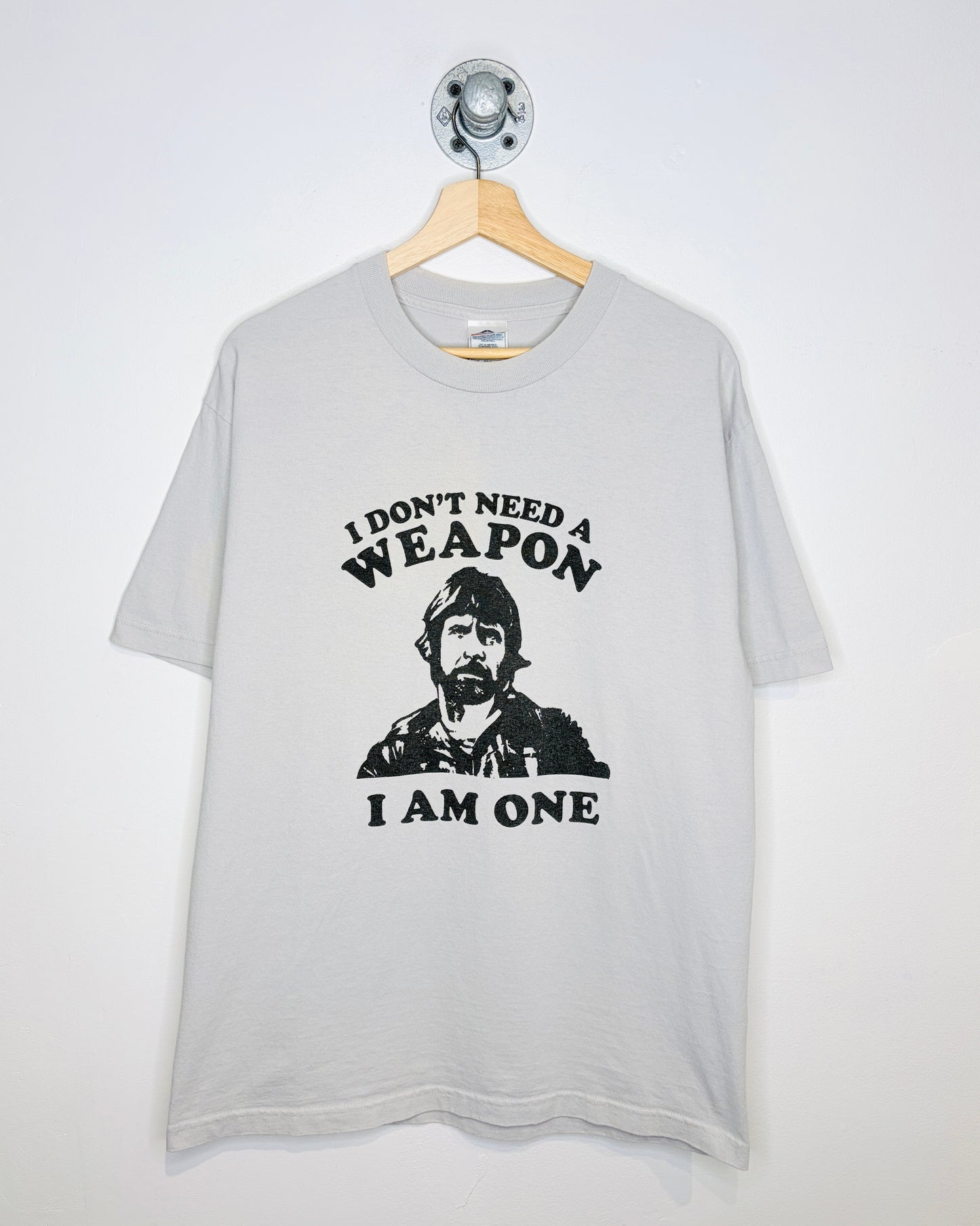 Vintage Late 90s Chuck Norris “I Don’t Need A Weapon I Am One” Grey Tee Shirt