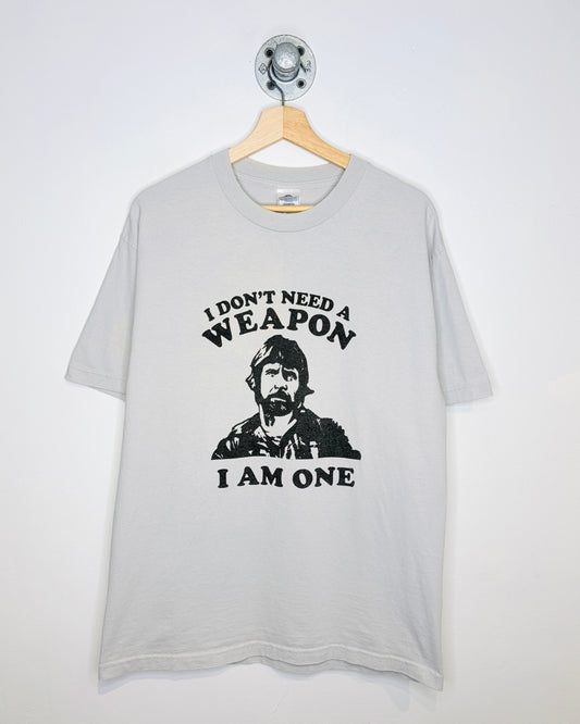 Vintage Late 90s Chuck Norris “I Don’t Need A Weapon I Am One” Grey Tee Shirt