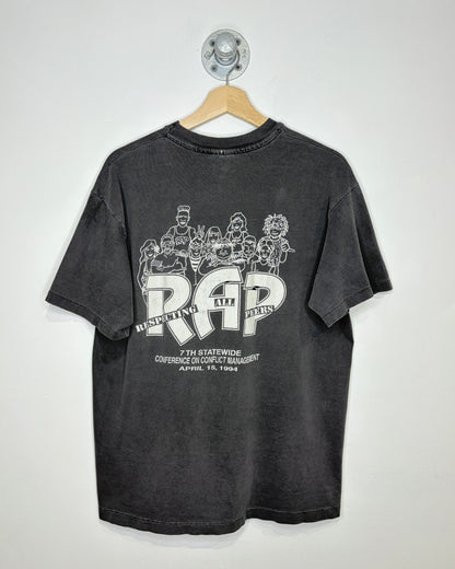 Vintage 90s Respect All Peers Faded Black Tee Shirt