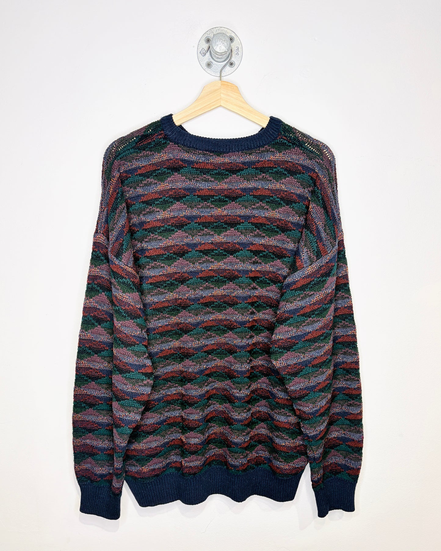 Vintage 1990s Janzen Burgundy And Green Acrylic Blend Sweater