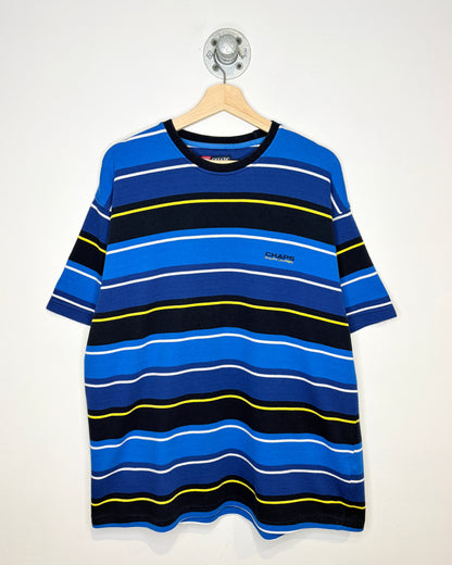 2000s Chaps Ralph Lauren Blue Striped Tee Shirt