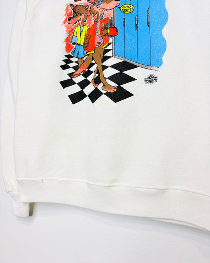 Vintage 1992 Homeboy At School White Crewneck Sweatshirt