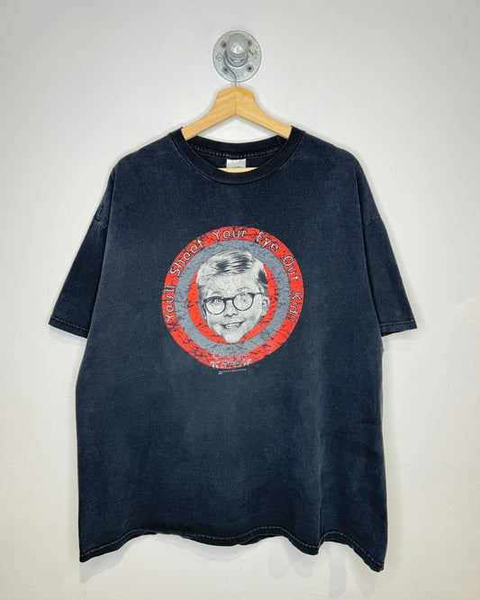 Vintage 2005 Christmas Story Promo Faded Black Tee Shirt