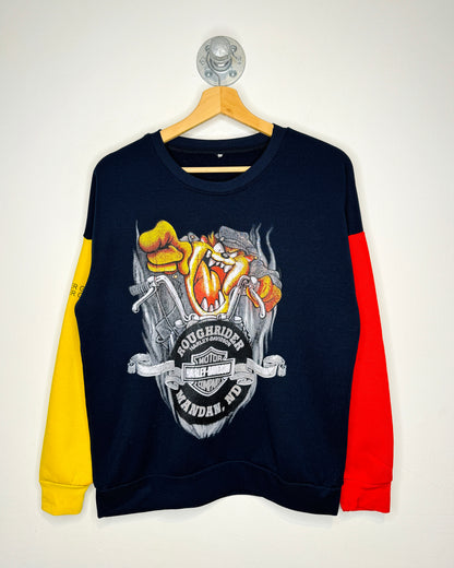 Harley Davidson Taz Looney Tunes Colorblock Crewneck Sweatshirt