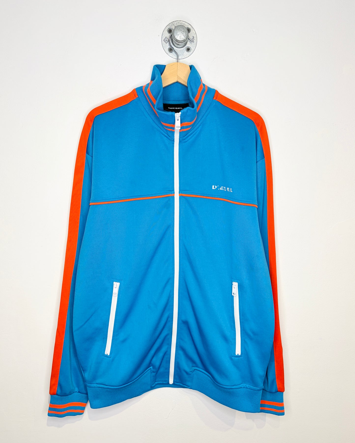 Y2K Diesel Teal & Orange Striped Track Jacket