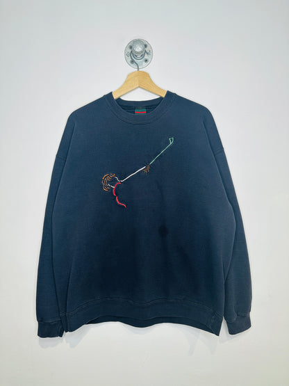 Vintage 1990s Golfer Cross Creek Black Crewneck Sweatshirt