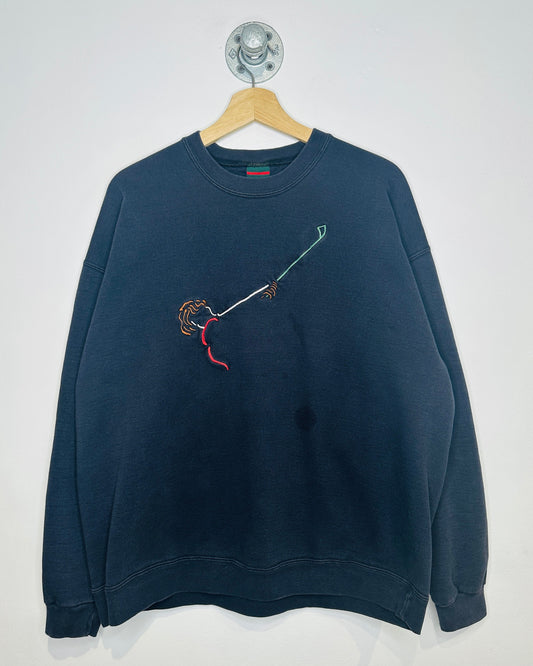 Vintage 1990s Golfer Cross Creek Black Crewneck Sweatshirt
