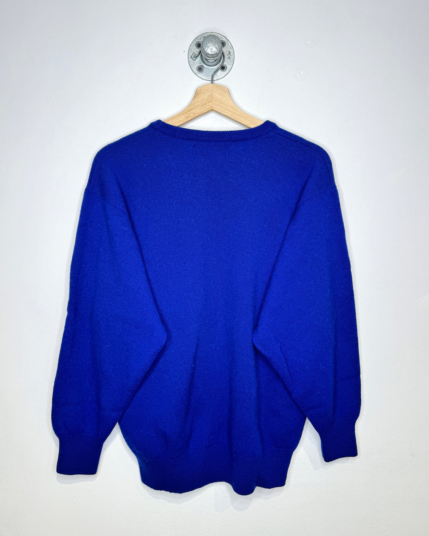 Vintage 90s Golf Scottish Made Blue Wool Knit Sweater
