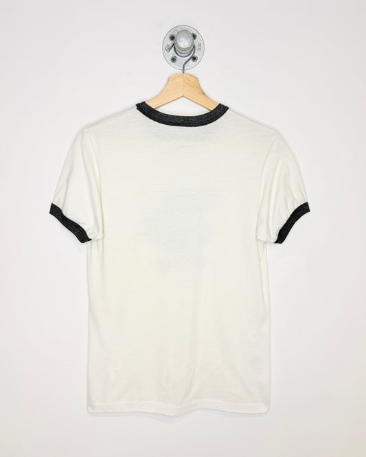Vintage 70s/80s Cobalt Ontario White Ringer Tee Shirt