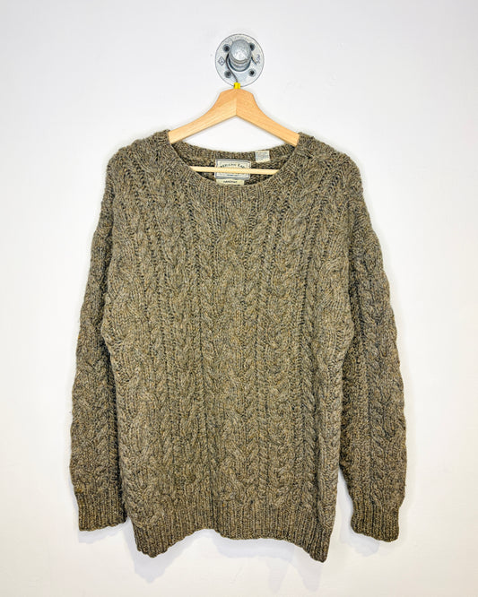 Vintage 1990s American Eagle Outfitters Handknit Grey Cable Knit Sweater