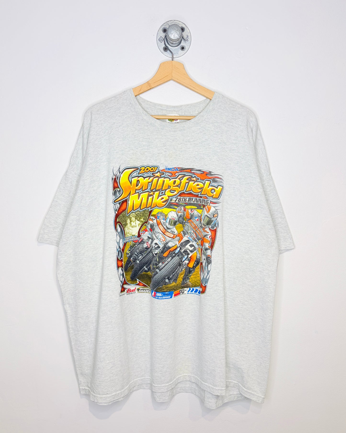 2007 IMDA Springfield Mike Motorcycle Racing Grey Tee Shirt