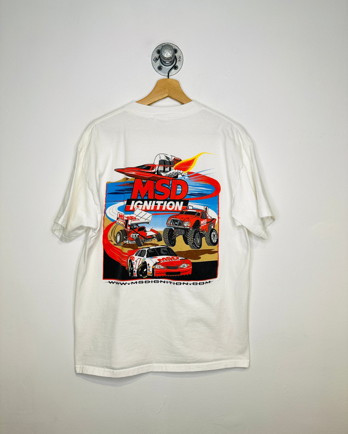 Vintage 2000s MSD Ignition Racing White Tee Shirt
