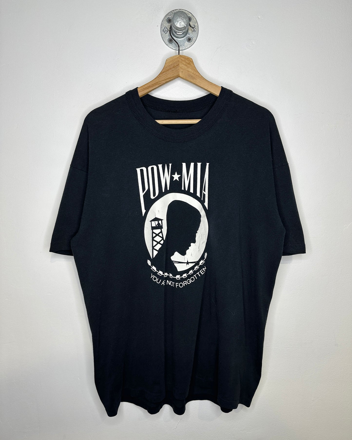 Vintage POW MIA You Are Never Forgotten Black Tee Shirt