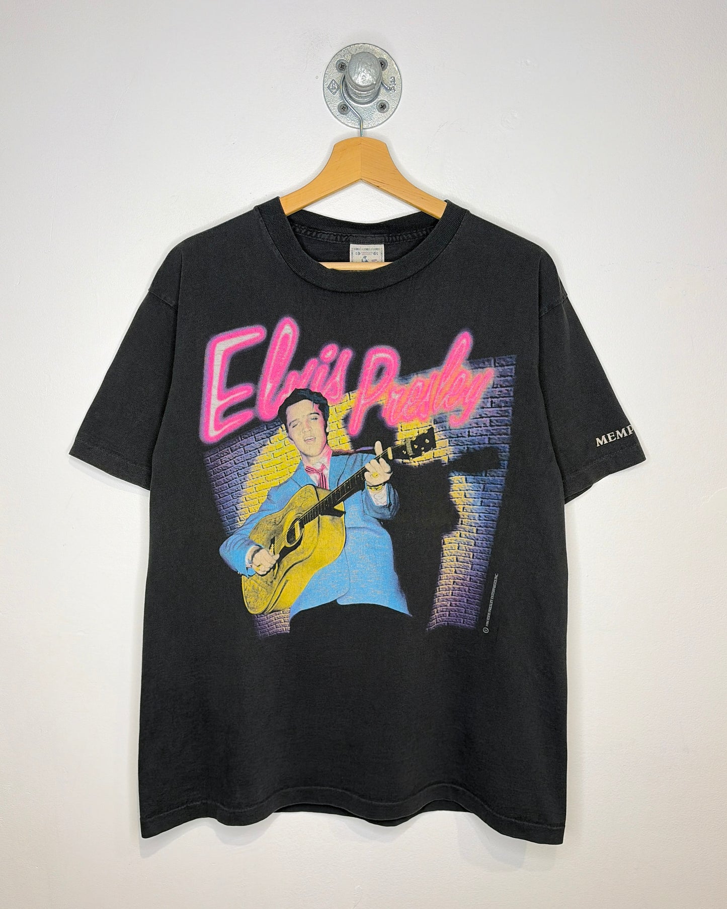 Vintage 1996 Elvis Presley Memphis Faded Black Tee Shirt