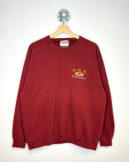 Vintage 90s C.M.U Football Red Crewneck Sweatshirt