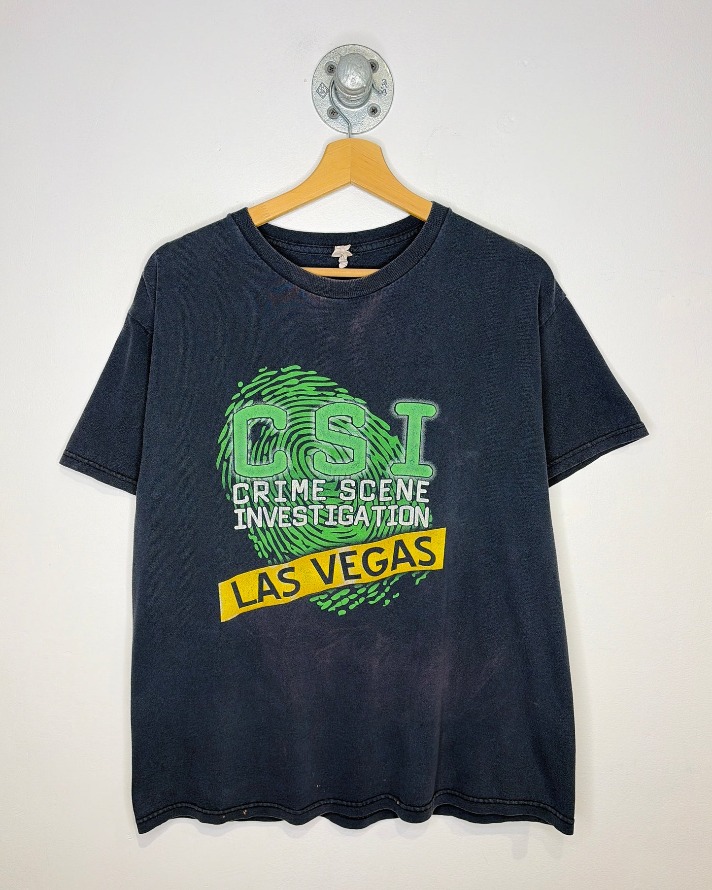 2000s CSI Las Vegas Faded Black Tee Shirt