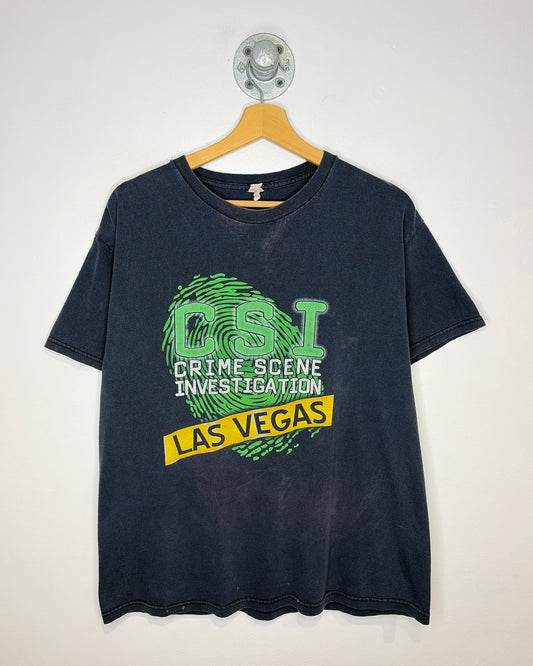 2000s CSI Las Vegas Faded Black Tee Shirt