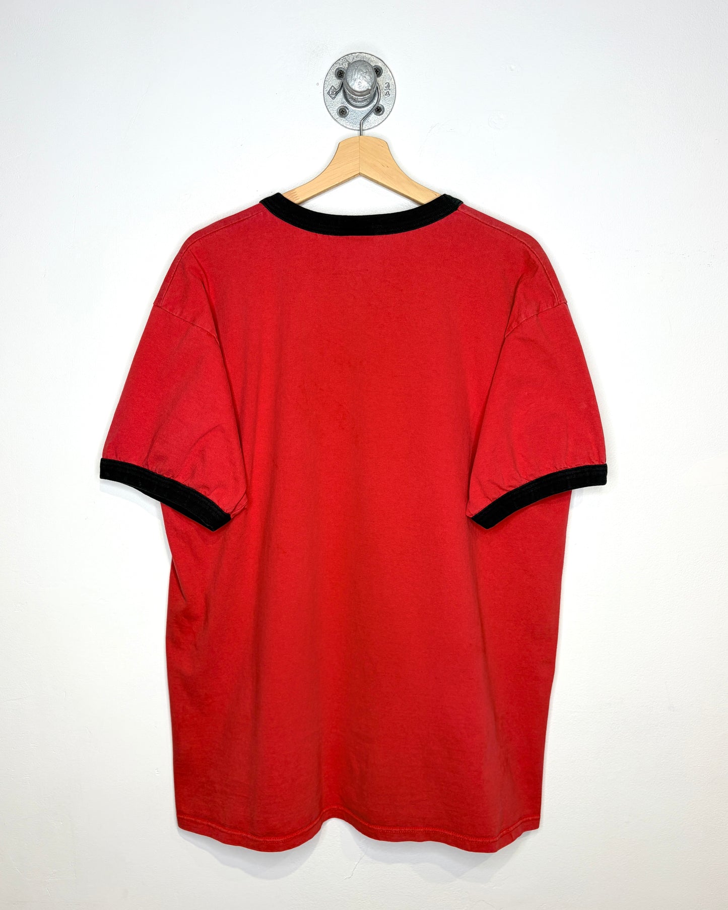 Vintage 90s Calgary Flames Red & Black Ringer Tee Shirt