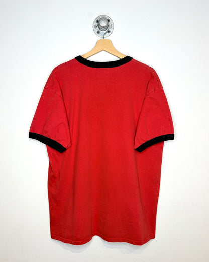 Vintage 90s Calgary Flames Red & Black Ringer Tee Shirt