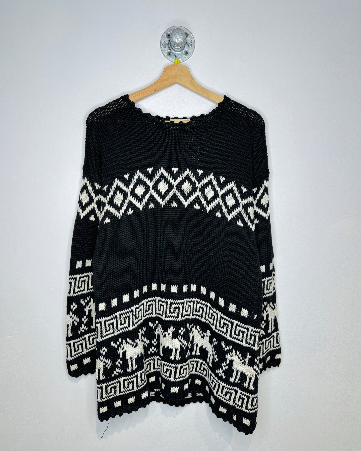 Vintage 90s Dorothy Perkins Patterned B&W Knit Sweater