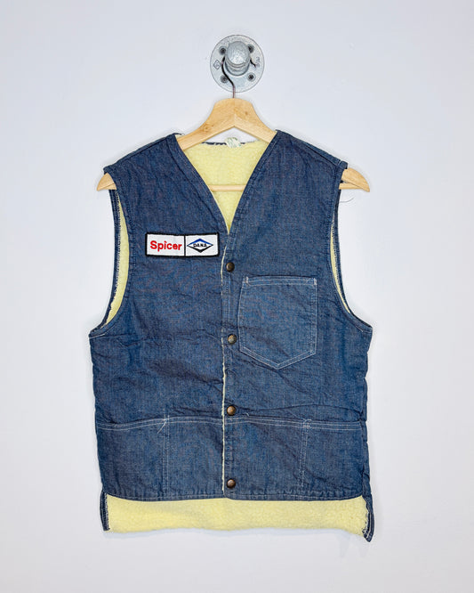 Vintage 70s Spicer Sherpa Lined Denim Vest