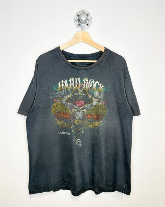 Hard Rock Cafe Cancun Faded & Distressed Black Tee Shirt