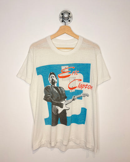 Vintage 1988 Eric Clapton Paper Thin White Tee Shirt