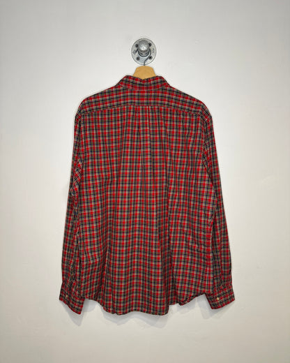 Ralph Lauren Classic Fit Button Down Red And Green Tartan Plaid Long Sleeve Shirt