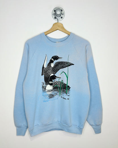 Vintage 90s Loons St. Helen, Mi Light Blue Crewneck Sweatshirt