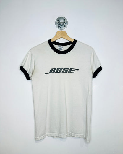 Vintage 2000s Bose Promo White & Black Ringer Tee Shirt