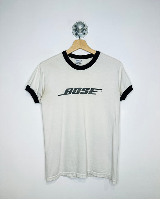 Vintage 2000s Bose Promo White & Black Ringer Tee Shirt