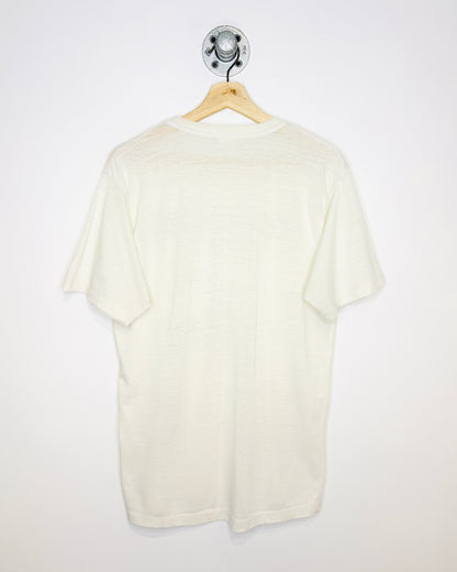 Vintage 80s “Damn I’m Going To Miss Her” Paper Thin White Golf Tee Shirt