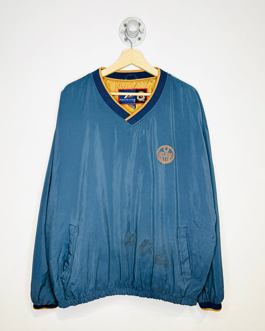 Vintage 90s Pro Player Edmonton Oilers Blue Windbreaker