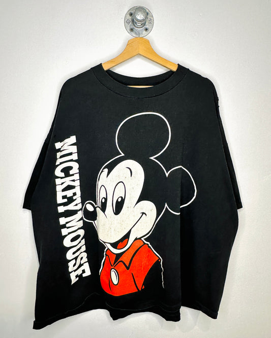 Vintage 90s Mickey Mouse Spell Out Black Tee Shirt