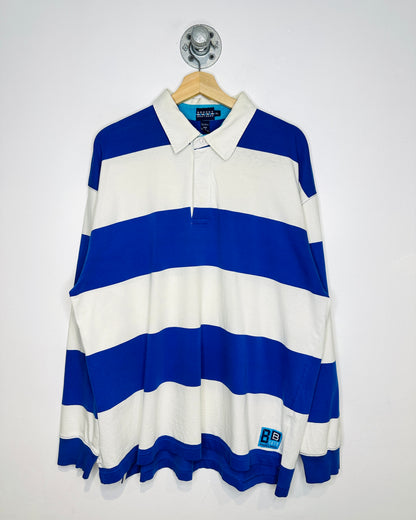 Vintage 2000s Brooks Brothers White & Blue Striped Rugby Shirt