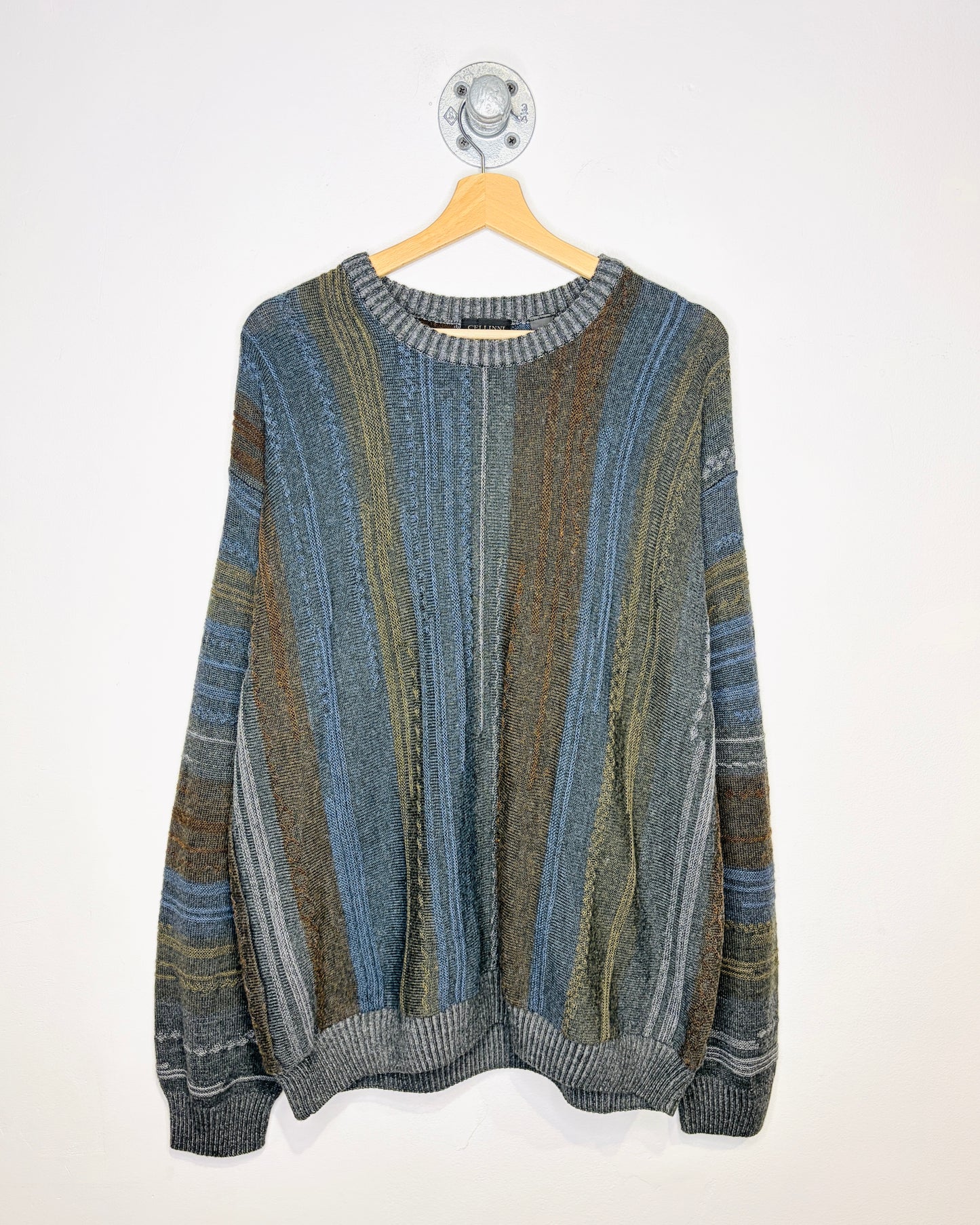 Vintage 1990s Cellinni Blue And Brown Tinted Acrylic Sweater