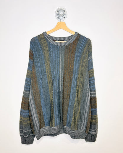Vintage 1990s Cellinni Blue And Brown Tinted Acrylic Sweater