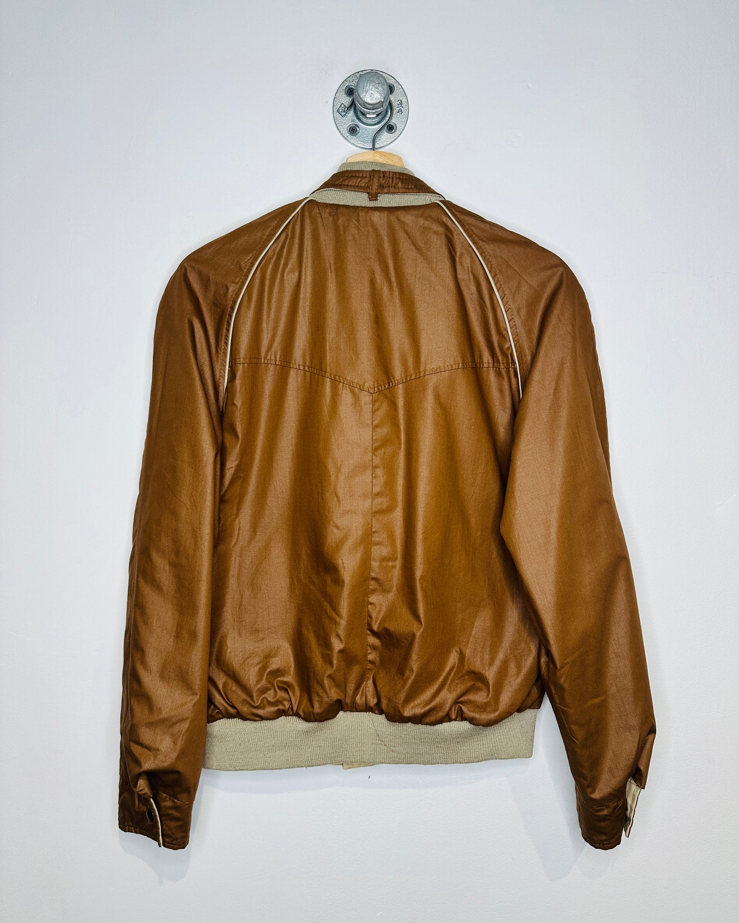 Vintage 1980s Members Only Brown And Beige Reversible Bomber Jacket