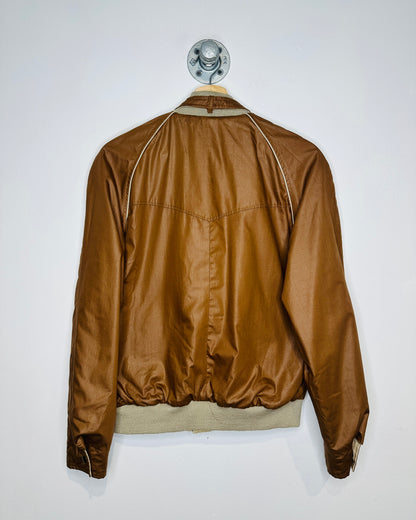Vintage 1980s Members Only Brown And Beige Reversible Bomber Jacket