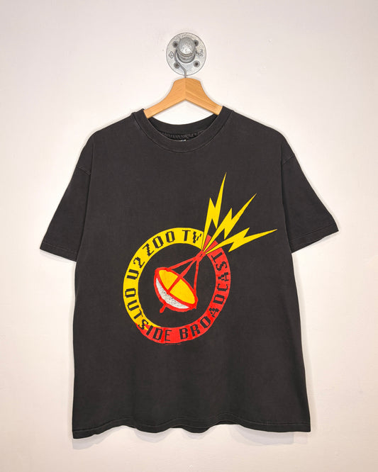 Vintage 1992 U2 Zoo TV Faded Black Band Tee Shirt