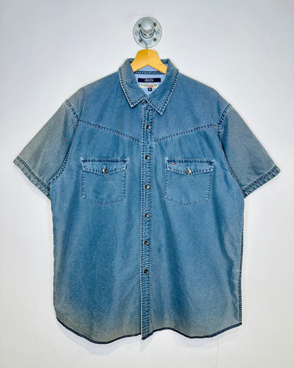 Vintage 1990s Tommy Hilfiger Short Sleeve Two Pocket Cotton Button Up