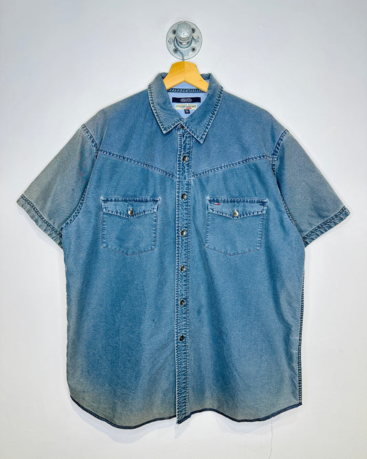 Vintage 1990s Tommy Hilfiger Short Sleeve Two Pocket Cotton Button Up