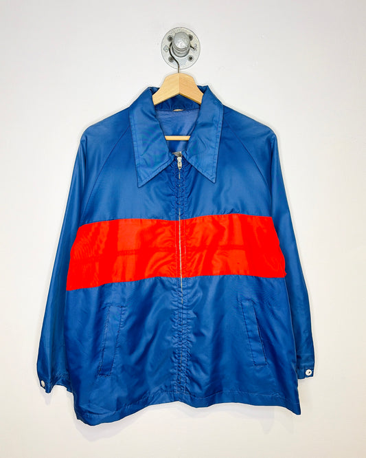 Vintage 70s TwoTone Blue & Red Zip Up Windbreaker