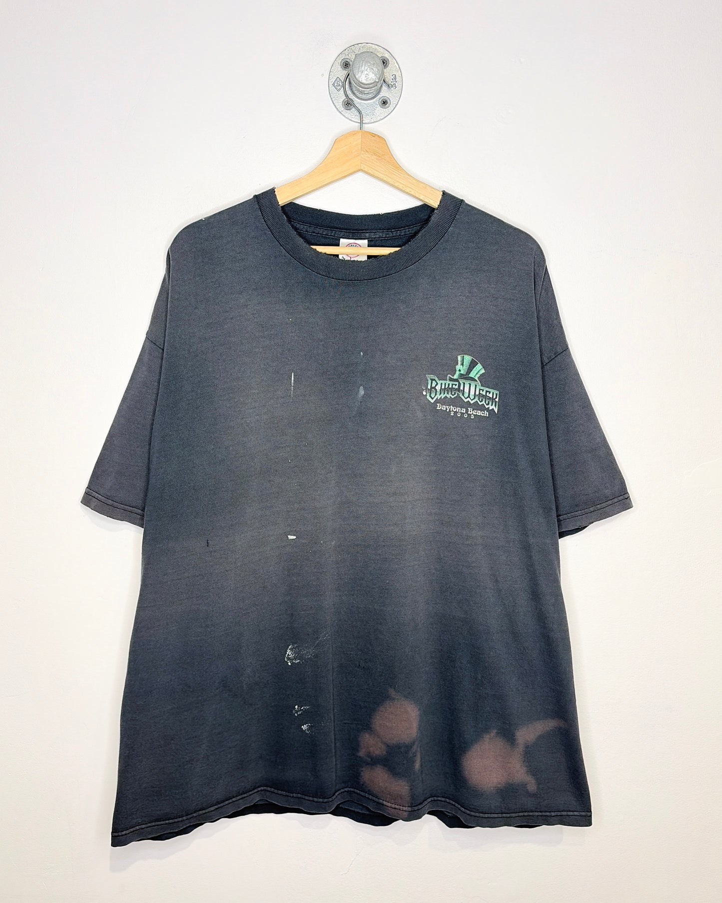 Vintage 2005 Daytona Beach Bike Week Thrashed Black Tee Shirt