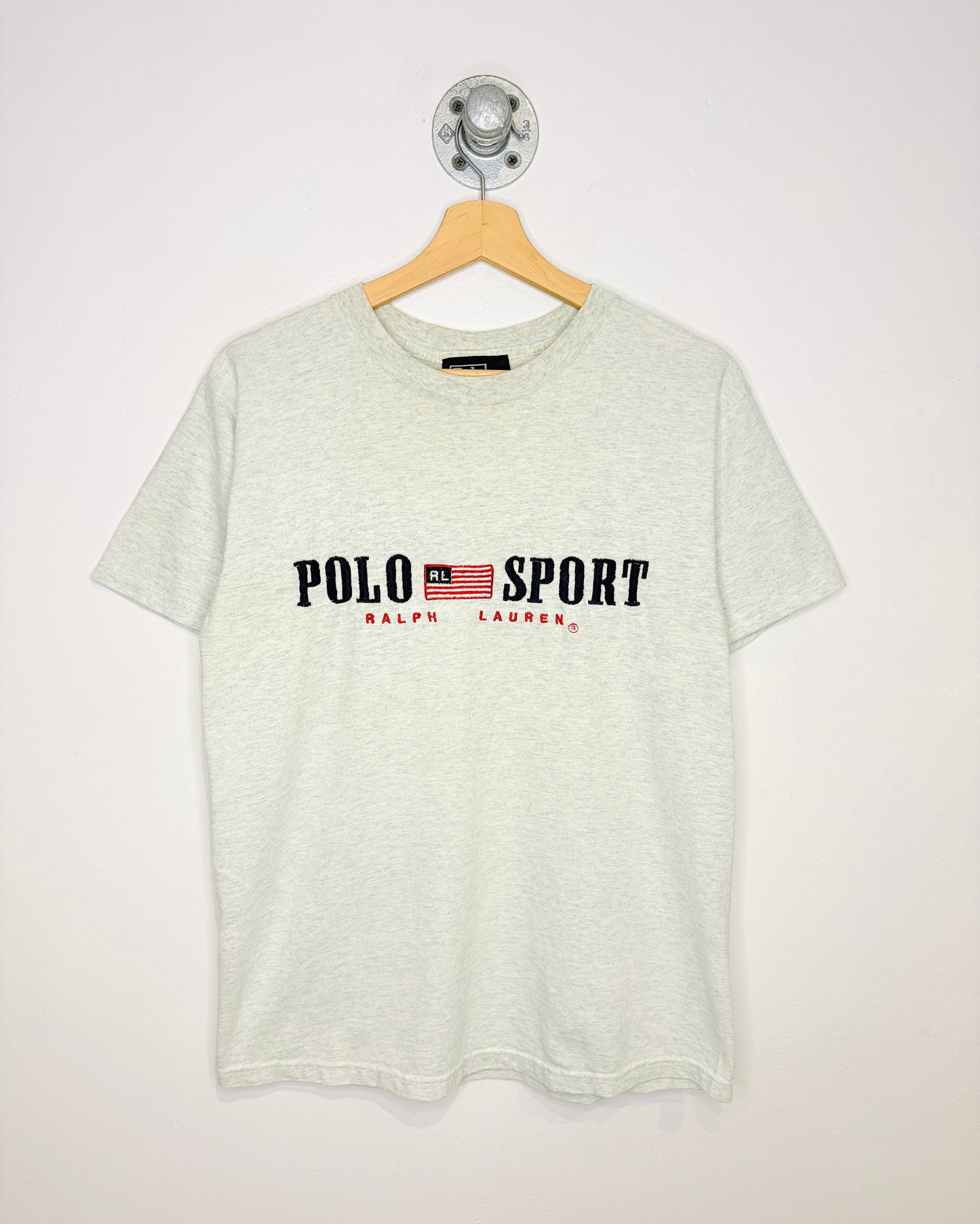 Vintage 90s Bootleg Polo Sport Ralph Lauren Logo Grey Tee Shirt
